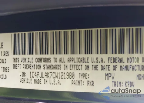 2012 Jeep Liberty Sport из США, поврежденный, VIN 1C4PJLAK7CW121980